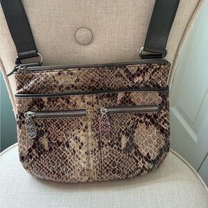 Beautiful snake print Brighton cross body bag with many inside/ outside pockets